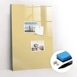 Tulup Magnettafel Creme 40x60 cm – Elegante Magnettafel für Zuhause und Büro - Praktische Magnettafel aus bruchfestem Glas, ideal für Notizen und Fotos. Inklusive 5 Neodym-Magneten und Marker. Perfekt für kreative Organisation und stilvolle Raumgestaltung.