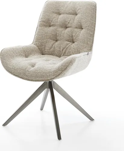 DELIFE Drehstuhl Taimi-Flex in Soft Beige mit Graphit Kreuzgestell - Bequemer Esszimmerstuhl Taimi-Flex mit 360° Drehfunktion und sanfter Wippmechanik. Hochwertiger Webstoff in Beige sorgt für stilvolle Akzente im Wohnbereich.
