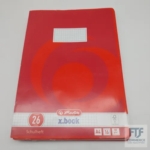 Herlitz Schulheft x.book A4, kariert, Lineatur 26, 16 Blatt, 10 Stück