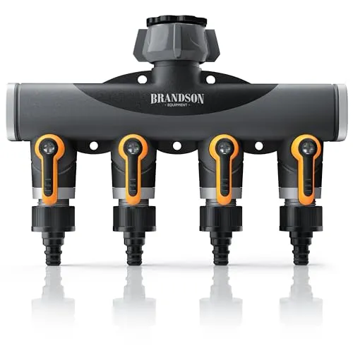 Brandson - 4 Wege Verteiler Wasserhahn - Wasserverteiler 4 Fach 3/4 Zoll - Schlauchverteiler Gartenbewässerung - verstärkte Metallgewinden - Wasserschlauch Gartenschlauch