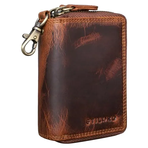 STILORD 'Amell' Leder Kartenetui mit Schlüsselanhänger - 2-in-1 Mini Geldbörse - Schlüsselmäppchen für Herren mit einzigartigem 2-in-1 Design: Mini Geldbörse und Schlüsseletui in einem, inklusive RFID Schutz für Ihre Karten und stilvoller Geschenkverpackung.
