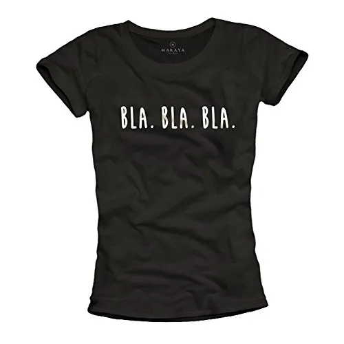 Sexy Damen T-Shirt mit Aufdruck - Bla Bla schwarz, Größe S - Stylisches Damen T-Shirt mit hochwertigem Print in wasserbasierenden Farben. Angenehmer Stoff und taillierter Schnitt für einen modischen Look. Ideal für jeden Anlass - entdecke die perfekte Passform!