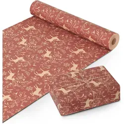 Geschenkpapier Rot Weihnachtsrentier 44cm 25m 100g/m2