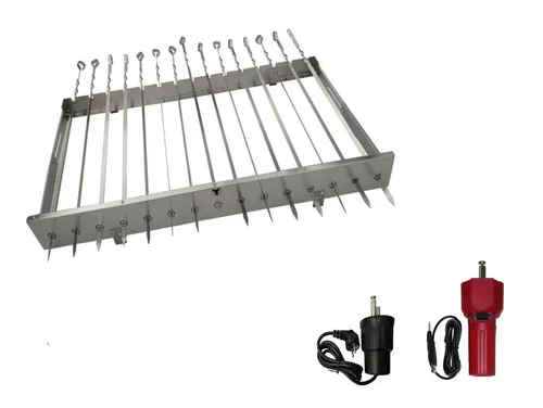 walexo Spießdreher mit 15 Edelstahlspießen und E-Motor