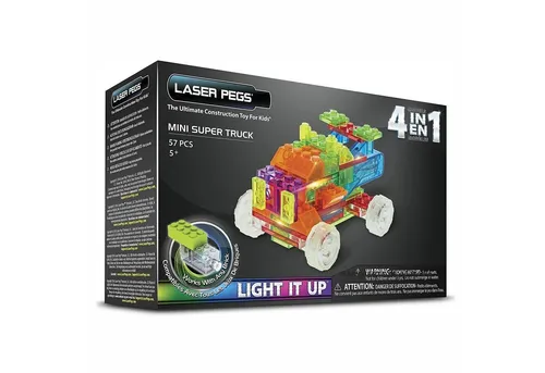 Laser Pegs Modellbausatz Mini Super Truck Klemmbausteine 4 in 1 LED Licht Set Noppensteine