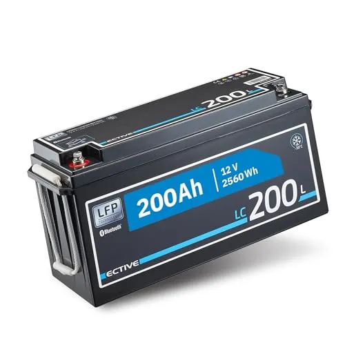 ECTIVE LC 200L LT 12V LiFePO4 Lithium-Batterie 200 Ah - Solarenergie-Zubehör mit Bluetooth-Modul, wartungsfreier Lithium-Batterie für vielseitige Anwendungen wie Camping und Elektronik.