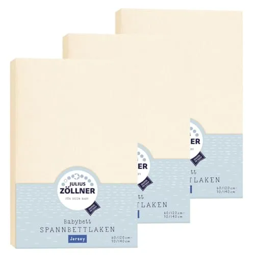 Julius Zöllner Spannbetttuch Jersey 70x140 / 60x120 Ecru 3er Pack