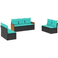 vidaXL 7-teiliges Gartensofa-Set Schwarz mit Kissen - Bequemes Gartensofa-Set aus langlebigem Polyrattan, ideal für Garten und Terrasse. Mit abnehmbaren Kissenbezügen für einfache Pflege und flexible Modularität für individuelle Anordnung.