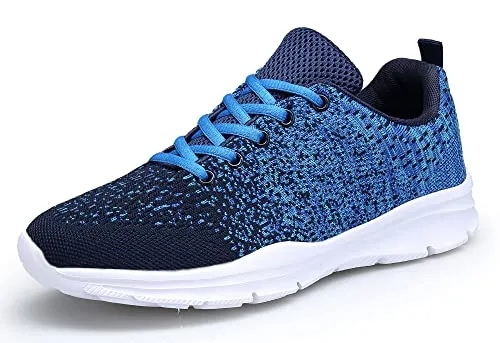 KOUDYEN Laufschuhe Atmungsaktiv Turnschuhe Schnürer Sportschuhe Sneaker für Herren Damen,XZ746-W-blue1-EU35