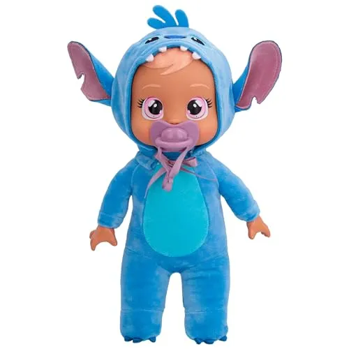 Cry Babies Tiny Cuddles Disney Stitch Plüschpuppe - Kuschelige Plüschpuppe im Disney-Design, die echte Tränen weinen kann. Ideal für fantasievolles Spielen und die perfekte Größe für kleine Kinderhände! Für Puppenfans ab 18 Monaten.