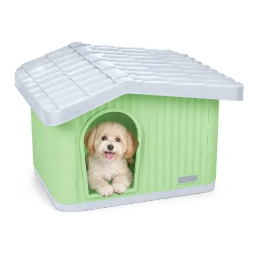 VOUNOT® Katzenhaus & Hundehütte, Winterfest und Wetterfest, 60 x 51 x 41 cm, Grün