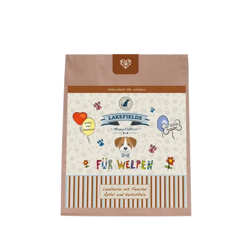 Lakefields Trockenfleisch-Menü Huhn für Welpen - 1 kg, hochwertiges Alleinfutter mit 70% Hühnerfleisch und frischem Gemüse für gesunde Entwicklung