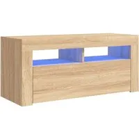 vidaXL TV Schrank mit LED-Leuchten - TV-Halterungen mit trendigem Design und RGB-LED-Beleuchtung für ein modernes Wohnzimmer, bietet Platz für Medientechnik und sorgt für Stabilität und Langlebigkeit.
