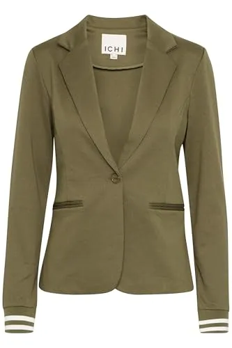 ICHI IXKate Damen Blazer Jackenblazer Anzugsblazer mit Reverskragen Rippbündchen Paspeltaschen leicht elastisch Regular fit, Größe:XS, Farbe:Kalamata (190510)