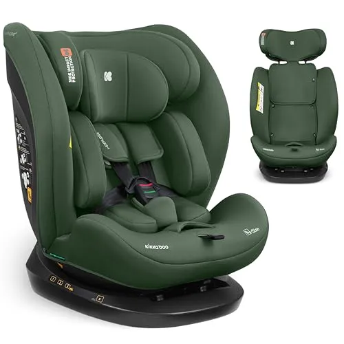 KikkaBoo Kindersitz 9-36 kg ohne ISOFIX i-EXPLORE 2, 40-150 cm, Gruppe 0 1 2 3, i-Size, Rückwärts & Vorwärts, Liegesitz, 14-fach Kopfstütze, 5-Punkt-Gurt, Armeegrün