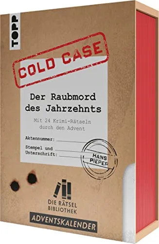 Die Rätselbibliothek Adventskalender – Cold Case: Der Raubmord des Jahrzehnts - Unterhaltungsliteratur mit 24 spannenden Krimi-Rätseln für täglichen Rätselspaß im Advent – ideal für Krimi-Fans!