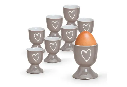 matches21 HOME & HOBBY Eierbecher, (8-tlg), Runde Keramik Ei-Halter als lustige Frühstücks-Eier Tisch-Deko