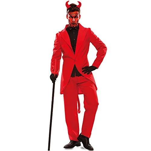 Fyasa Kostüm Teufel Lucifer für Erwachsene - Kostüm für Erwachsene in Größe XL, aus 100% Polyester, ideal für Karneval oder Halloween mit auffälligem Teufel-Design.