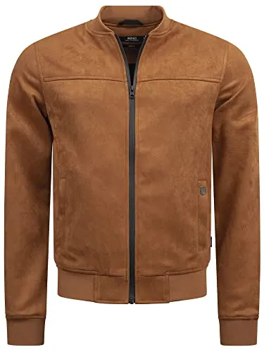 Indicode Herren Ibon Velours-Kunstleder Jacke - Funktionsjacke im Wildleder-Look, aus hochwertigem Kunstleder mit modernem Steppmuster und tailliertem Schnitt für eine maskuline Silhouette.