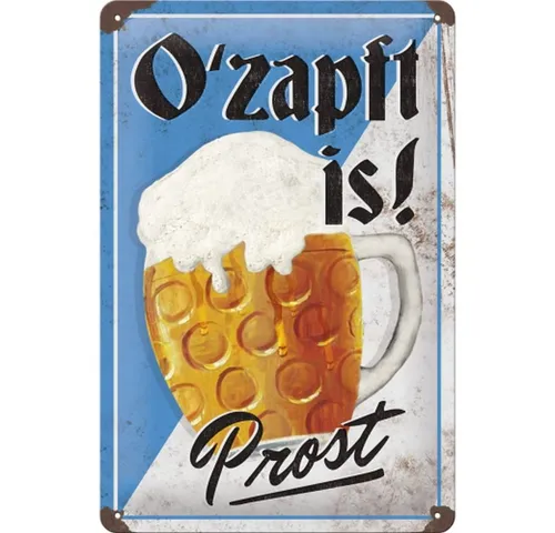 Nostalgic-Art Metallschild Blechschild 20 x 30cm - Open Bar - SONDEREDITION - O'zapft is!