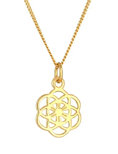 Damen Halskette Blume des Lebens - Ketten für Damen, elegante vergoldete Panzerkette mit Symbol Anhänger für Wandel und Wachstum, perfekt als Geschenk für besondere Anlässe.