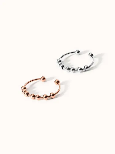 Purelei Fingerring Shade Anxiety Set - Stylisches Ring-Set mit minimalistischer Ästhetik und verstellbarem Design. Ideal für jeden Anlass und perfekt kombinierbar in trendigen Bicolor-Looks. Material: Edelstahl, 14K und 18K vergoldet.