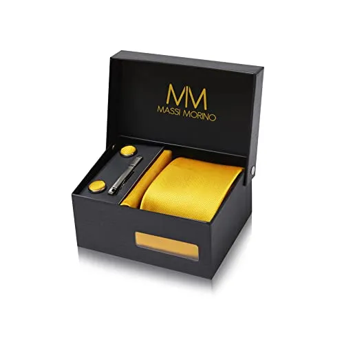 Massi Morino Krawatte Gelb mit Einstecktuch Set von Massi Morino
