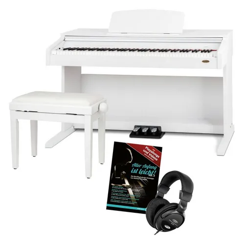 Classic Cantabile DP-210 WM E-Piano Set - E-Piano mit 88 Hammermechanik-Tasten und Touch Response, inklusive Bank, Kopfhörer und Klavierschule - ideal für Einsteiger und Fortgeschrittene.