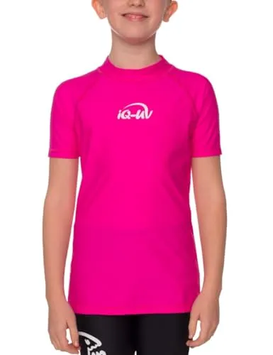 iQ-UV Shirt für Kinder Kurzarm 140/170 Pink – UV-Schutz Badeshirt für Jungen & Mädchen aus recyceltem Material– Rashguard für Kinder mit Lichtschutzfaktor UPF 50+