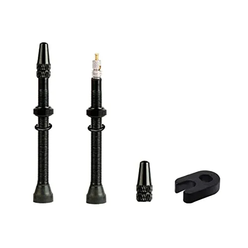 Tubeless Ventil,Schwarz, Schlauchlos, Langlebig, Superleichte Legierung, Presta-Ventilschaft-Set mit Ventilkernentferner und Ventilschaft, für Fahrräder und Rennräder, Fahrradzubehör (60 mm)