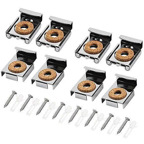 FYSL 2 Set (8 Stück) Ungerahmte Spiegelhalterung Federbelastete Spiegelaufhängung Clips Set mit Dübel und Schrauben für Schweren Spiegel,Glas
