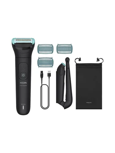 Philips Bodygroom 5000er-Serie – Herrentrimmer mit Dreifachschutz - Körperhaartrimmer für eine hautfreundliche Rasur im Intimbereich, 100% duschfest und mit 100 Min. Laufzeit für flexibles Trimmen und Rasieren.