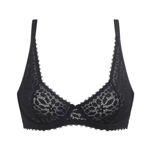 DIM Damen-BH Daily Dentelle | Bügel | durchbrochene Blütenspitze | Halt & Komfort Schwarz 90B