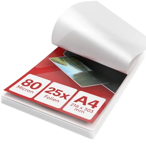 ACROPAQ Laminierfolien A4 - Packung mit 25 Laminierfolien, 2x80 (160) Mikron, Glänzende Oberfläche, Vorge