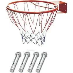 Mondo Basketballkorb mit Netz, 46cm - Basketballkorb für Innen und Außen, inkl. mehrfarbigem Netz und selbstbefestigendem Metallrahmen. Ideal für alle Basketballfans!