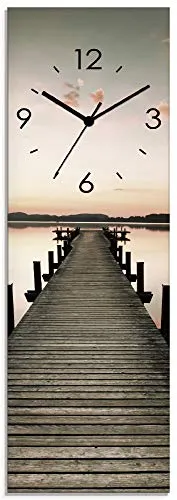 ARTLAND Wanddeko Wanduhr ohne Tickgeräusche - Wohnaccessoires - Diese elegante Glas-Funkuhr ist geräuschlos und ideal für jeden Raum. Mit freischwebender Optik und UV-beständigem Druck für lange Haltbarkeit.