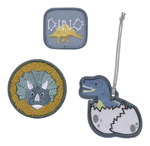 LÄSSIG Anhänger und Patches Set (3 Stk.) mit Druckknopf/School Patches Set Jurassic