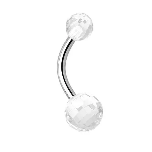 Piercingfaktor Bauchnabelpiercing Chirurgenstahl Bauch Bauchnabel Piercing Banane Stecker Anhänger mit Disco Kugel Perlen Clear
