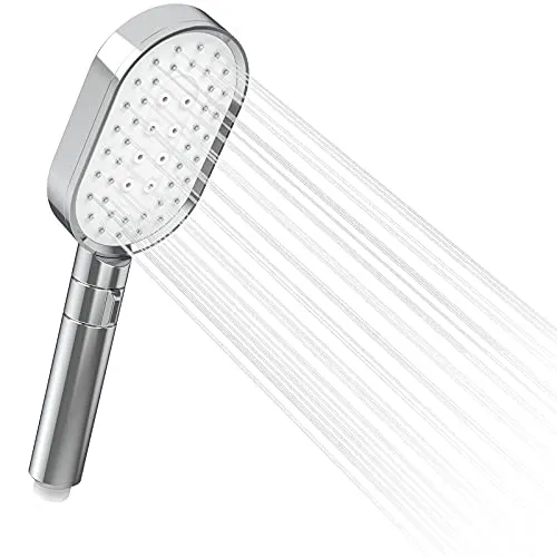 Handbrause Duschkopf, Yanavee 3 Strahlarten Duschkopf mit Knopf zur komfortablen Umstellung der Strahlarten Universal Duschbrause Wassersparend Hochdruck Duschköpfe für Baden und Spa, Chrom