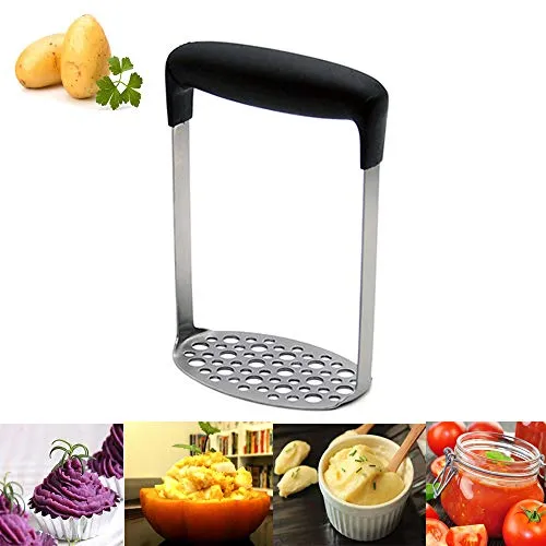 Yolococa Küchenstampfer Kartoffel Stampfer Edelstahl Kartoffelpresse für Gemüse und Früchte