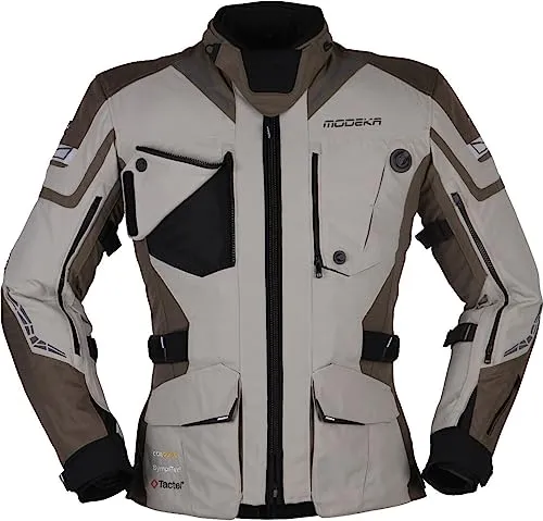 Modeka Panamericana II Textiljacke - Wasserdicht in Grau/Schwarz, Kurz 4XL - Motorradjacke aus robustem Material mit herausnehmbarer Sympatex® Membrane, ideal für Schutz und Komfort bei jedem Wetter.