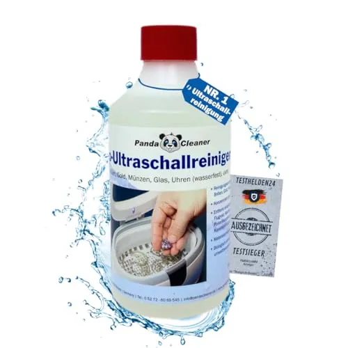 PandaCleaner Ultraschallreiniger für Ultraschallbad - 500ml Konzentrat für Brillen, Dentalprodukte, Gold, Münzen, Glas, Uhren(wasserfest) uvm. | 1L 2L 3L (500ml)
