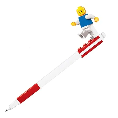 IQ LEGO Briefpapier-Brieffreund – Roter LEGO-Gelstift und klassische Minifigur