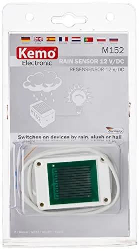 Kemo M152 Regensensor Baustein 12 V/DC - Sensoren für automatisches Schließen von Fenstern und Markisen bei Regen, mit beheizter Sensorfläche gegen Vereisung, ideal für wetterfeste Anwendungen.