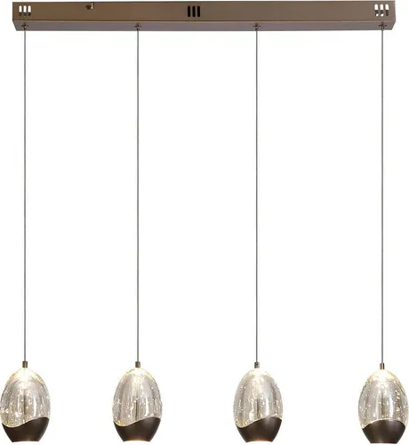 Searchlight Pendelleuchte Seeds Multi Drop Anhänger, Latte Metal mit Champagnerglas - Elegante vierlichtige Pendelleuchte mit tropfenförmigen Jalousien und energieeffizienten LEDs. Ideal für moderne Wohnräume und Essbereiche, sorgt für stilvolle Beleuchtung und setzt ein markantes Design-Statement.