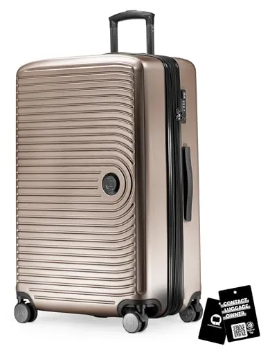 Hauptstadtkoffer Mitte - Großer Hartschalenkoffer + Digitaler Namensschild, TSA, 4 Rollen, Check-In Gepäck mit XL-Erweiterung, Reisegepäck 77cm, Koffer bis 23kg Gepäck, 130 Liter, Champagner