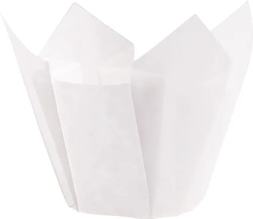 Demmler Muffin-Tulip-Wraps - Muffinförmchen - Tulipförmchen - Tulpen Form - Farbe: Weiß - Größe: 14 x 14 x 14 cm - 24 Stück - Made in Germany