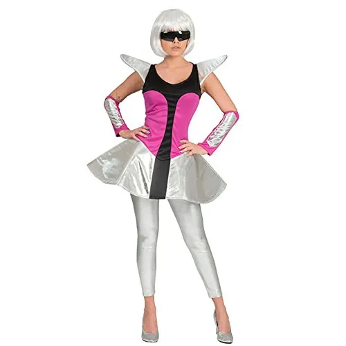 Funny Fashion Damen Kostüm Space Travel Kleid silber/pink Armstulpen Weltraum Weltall (44/46)