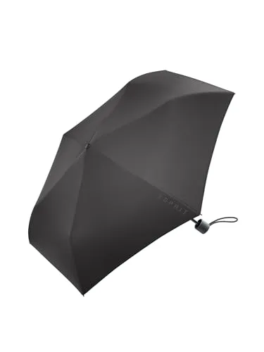 ESPRIT Taschenschirm schwarz 93 cm - Taschenschirm in elegantem Schwarz, langlebig und praktisch mit Knopfautomatik. Perfekter Wetterschutz für unterwegs, kompakt und stylish.