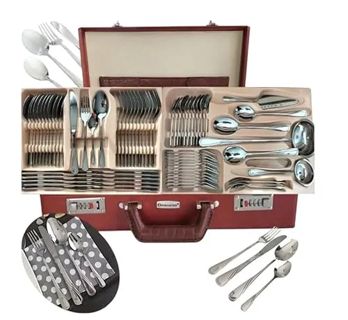 Edelstahl Besteckset im Koffer für 12 Personen, 72 Teile von Edenberg